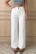 Black 2-Button High Waist Wide Leg Jeans