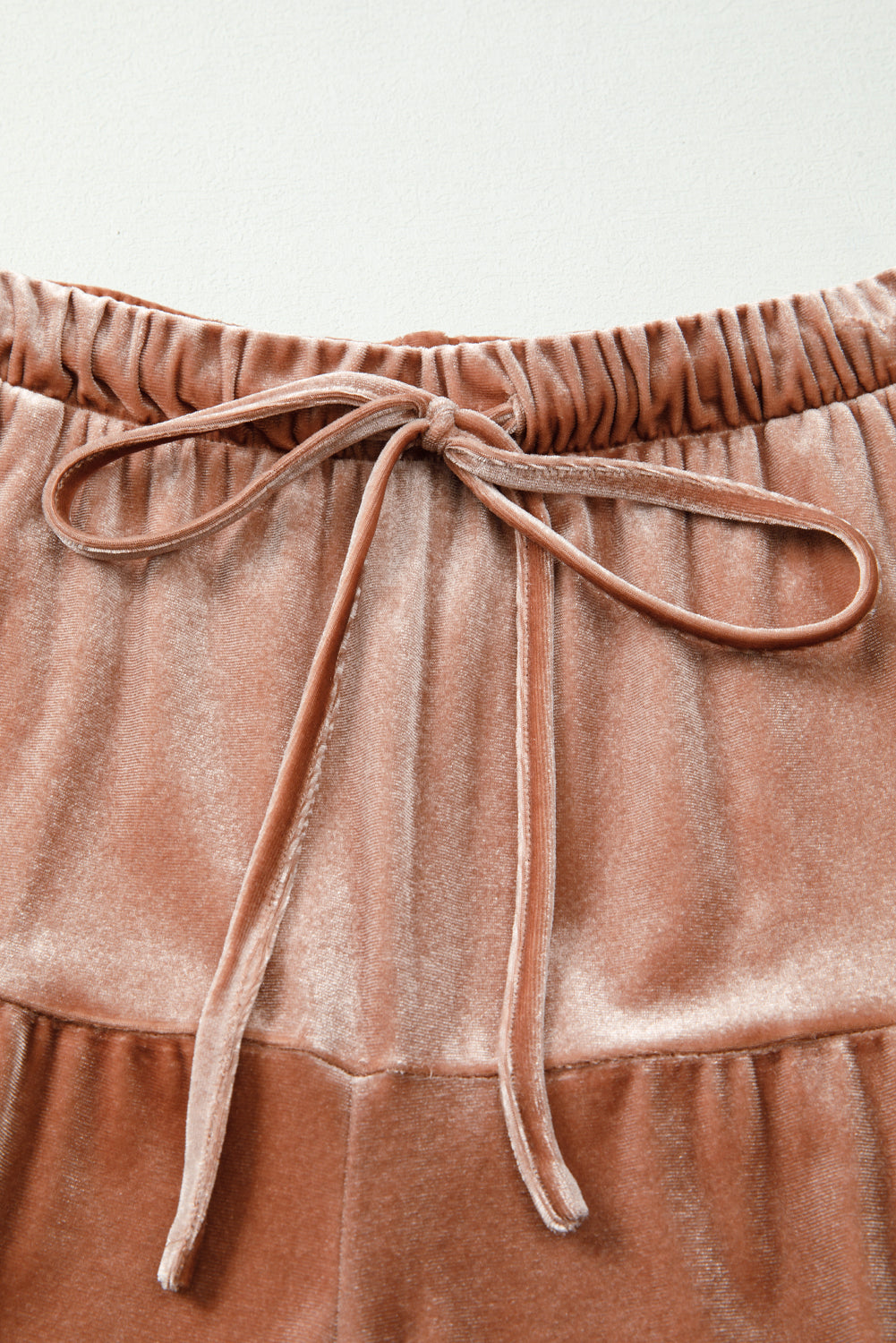 Straw Yellow Mineral Wash Lace-up High Waist Tiered Bell Bottom Pants