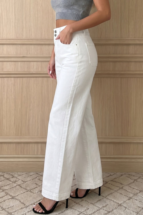 Black 2-Button High Waist Wide Leg Jeans