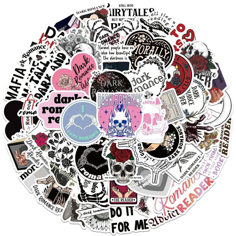 50pcs Dark Romance Reader Stickers Aesthetic Graffiti Decals Laptop Luggage Skateboard Scrapbook Notebook Diary Stickers