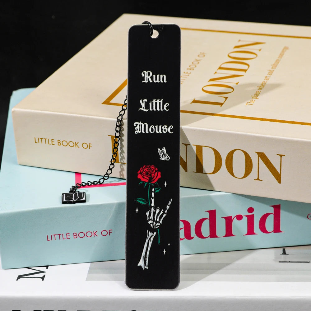 Gothic Skeleton Hand Rose Bookmarks Trigger Warning Metal Page Markers Dark Romance Reading Accessories Book Marks for Thriller