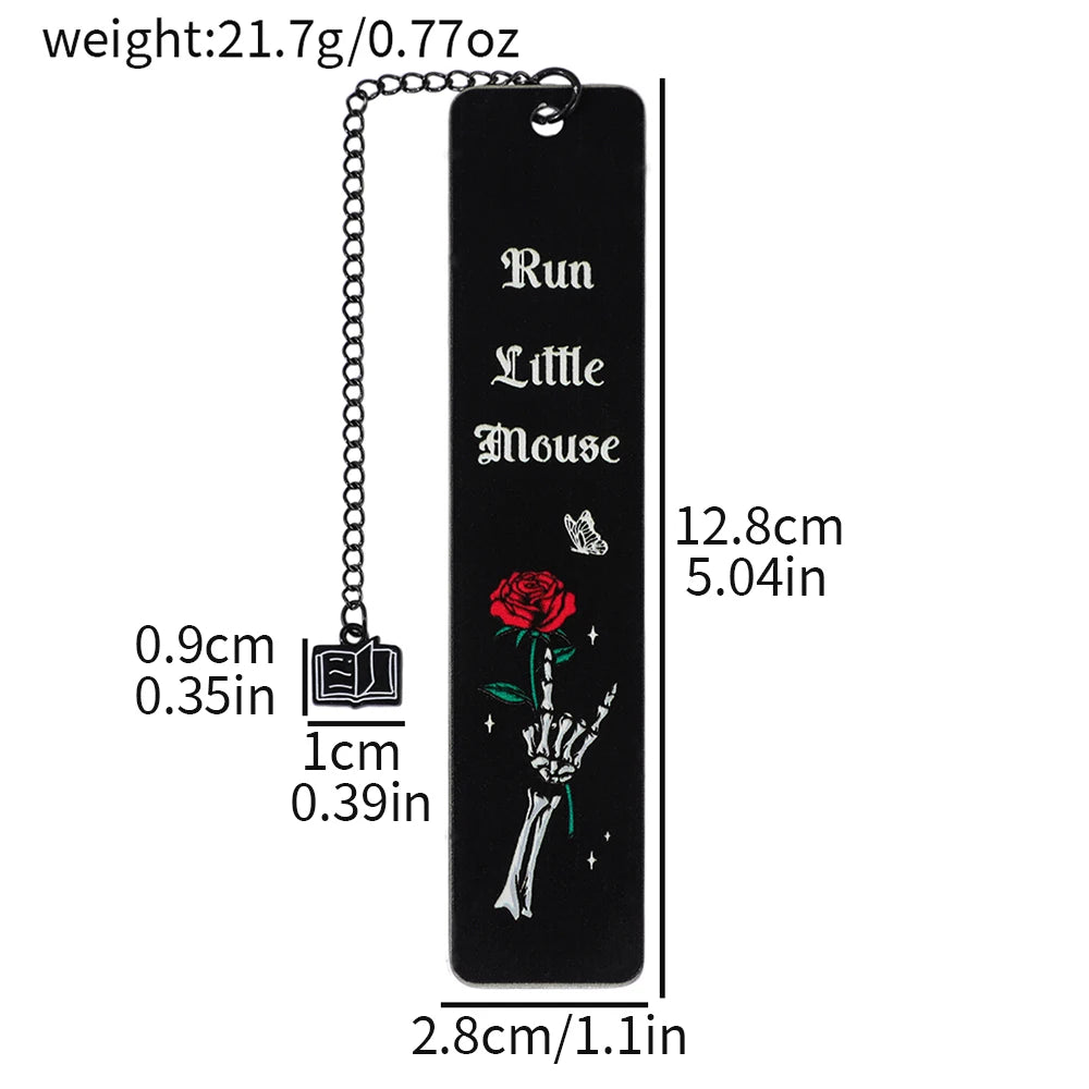 Gothic Skeleton Hand Rose Bookmarks Trigger Warning Metal Page Markers Dark Romance Reading Accessories Book Marks for Thriller
