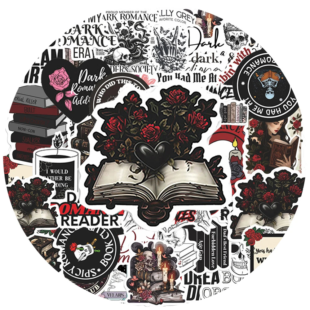 10/30/50pcs Dark Romance Reader Stickers Gothic Aesthetic Graffiti Sticker DIY Laptop Scrapbook Guitar Cool Cartoon Decals Pack