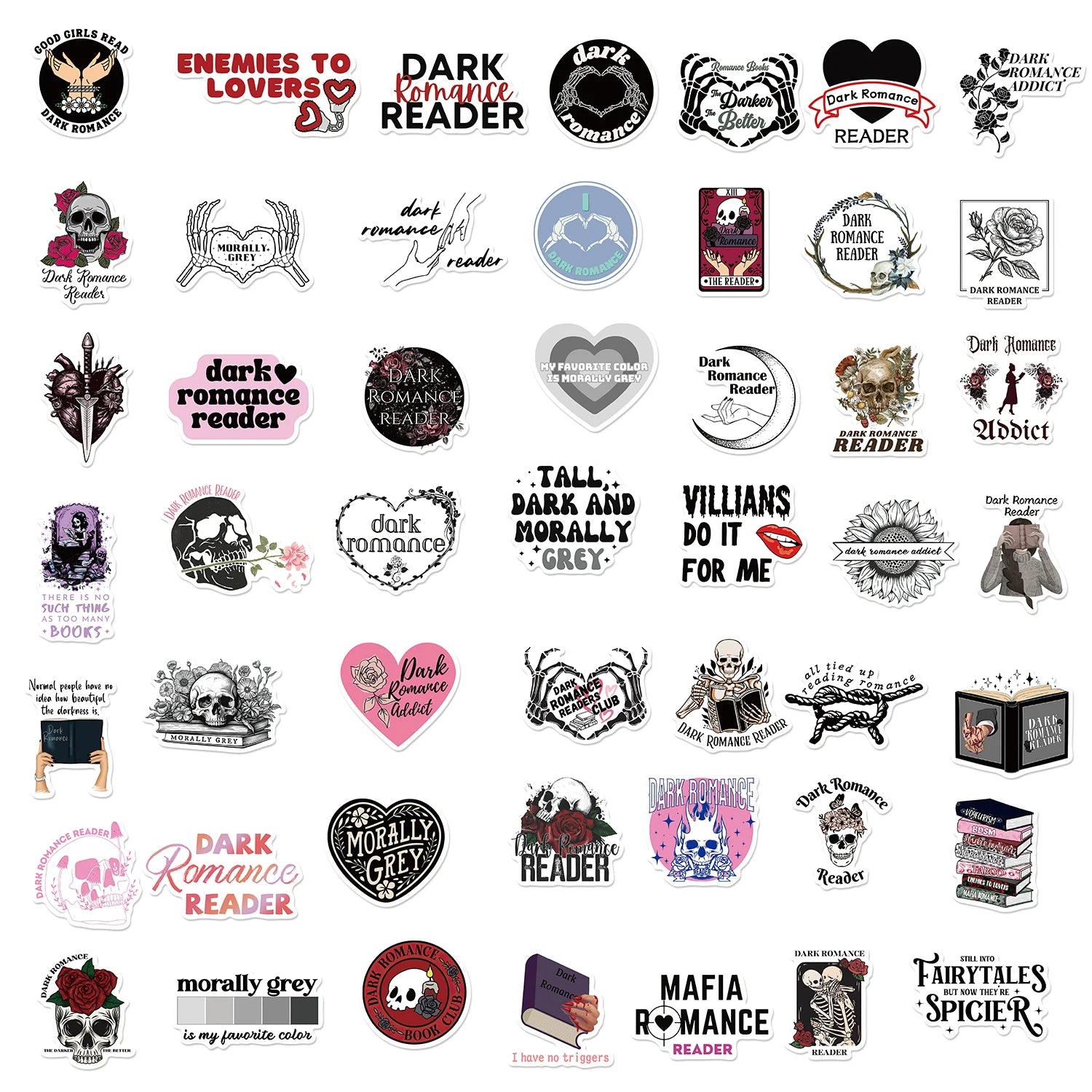 50PCS Dark Romance Scrapbook Stickers DIY Diary Laptop Luggage Skateboard Graffiti Decal Fun Stylish Classic Toys