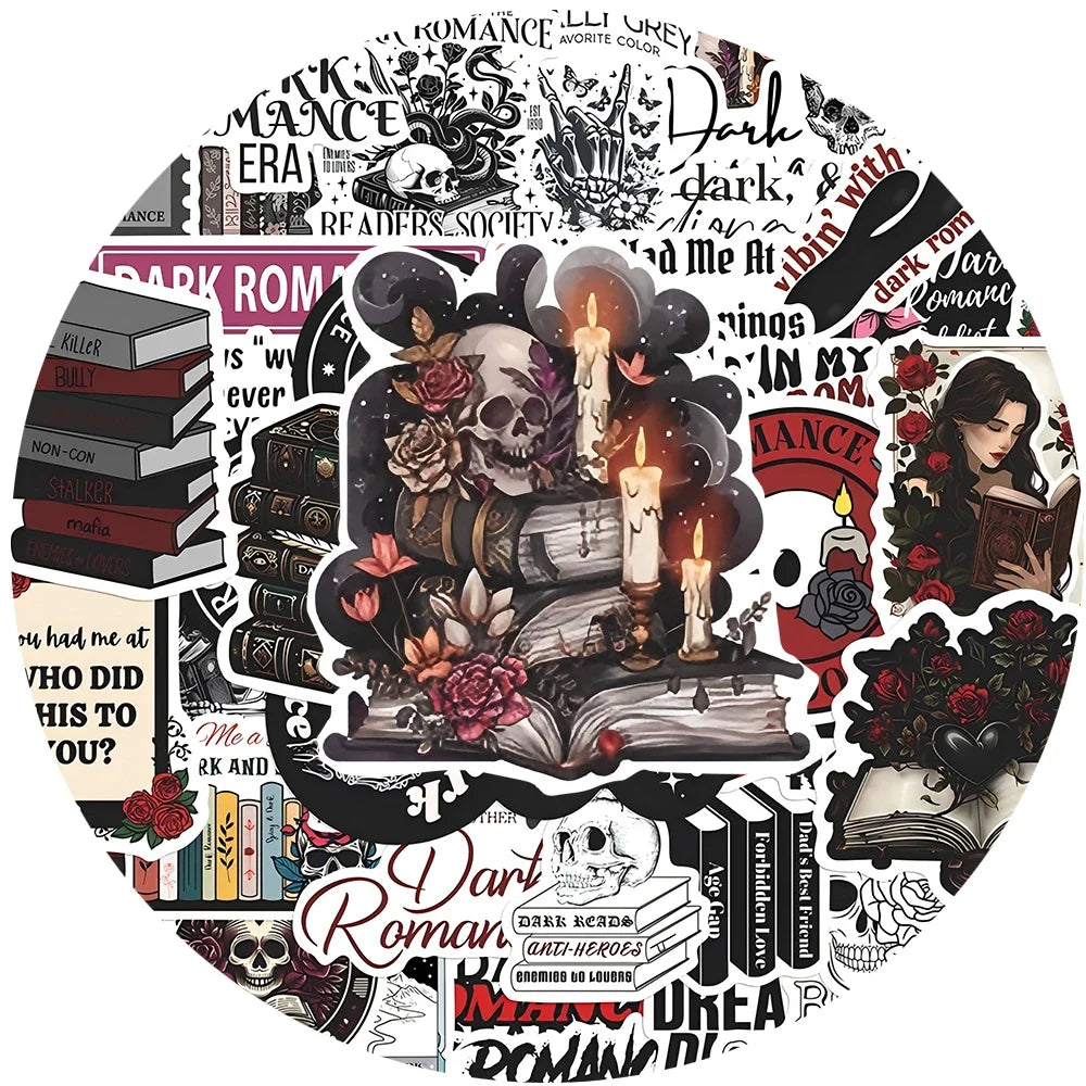 50Pcs Cartoon Dark Romance Reader Stickers Gothic Aesthetic Decals DIY Stationery Laptop Cool Waterproof Stickers