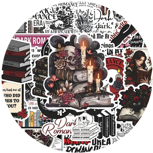 50Pcs Cartoon Dark Romance Reader Stickers Gothic Aesthetic Decals DIY Stationery Laptop Cool Waterproof Stickers