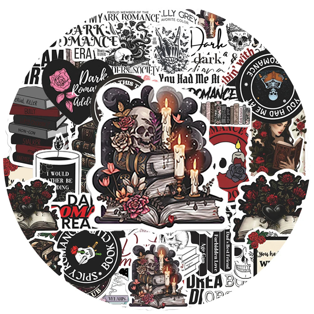 10/30/50pcs Dark Romance Reader Stickers Gothic Aesthetic Graffiti Sticker DIY Laptop Scrapbook Guitar Cool Cartoon Decals Pack
