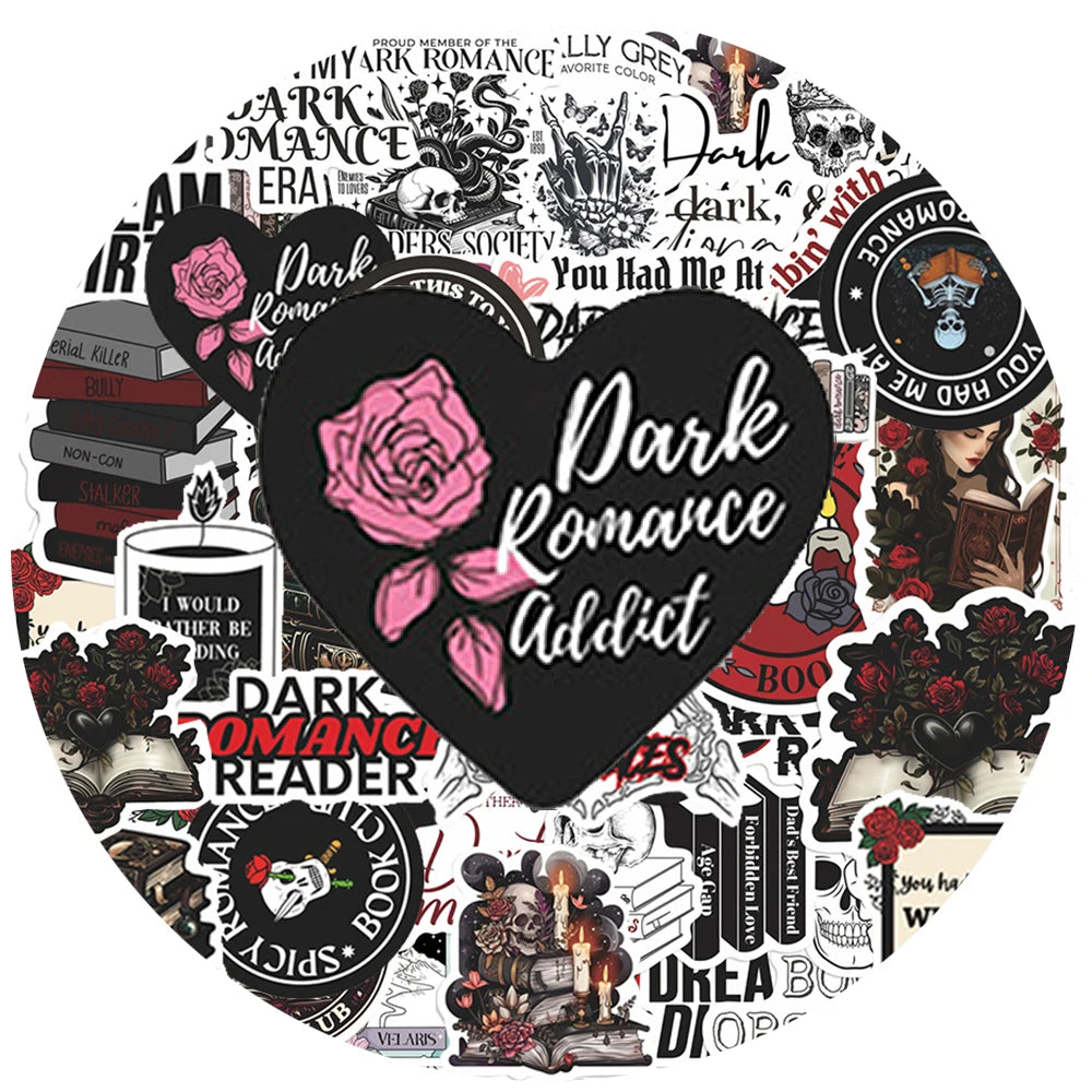10/30/50pcs Dark Romance Reader Stickers Gothic Aesthetic Graffiti Sticker DIY Laptop Scrapbook Guitar Cool Cartoon Decals Pack