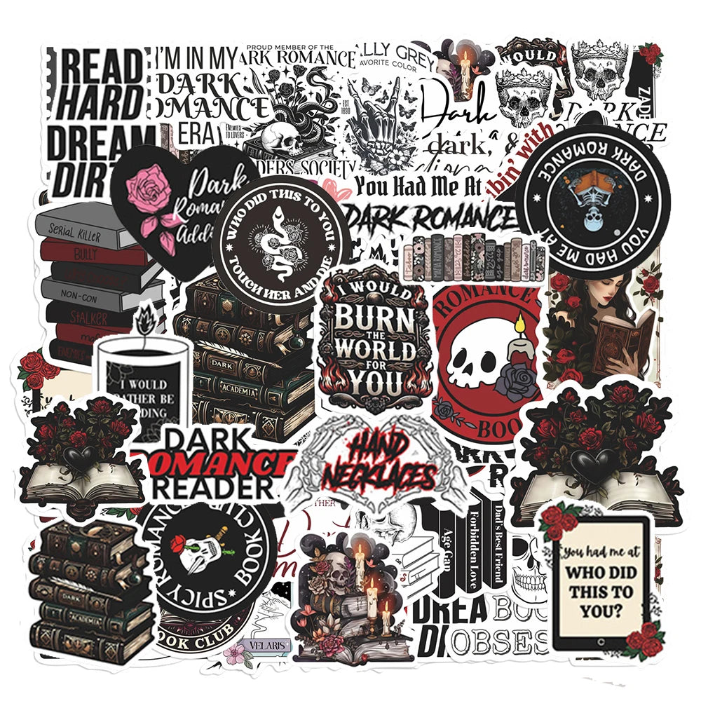 10/30/50pcs Dark Romance Reader Stickers Gothic Aesthetic Graffiti Sticker DIY Laptop Scrapbook Guitar Cool Cartoon Decals Pack