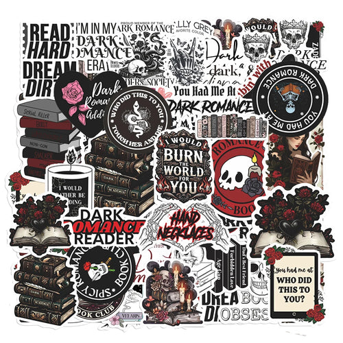 10/30/50pcs Dark Romance Reader Stickers Gothic Aesthetic Graffiti Sticker DIY Laptop Scrapbook Guitar Cool Cartoon Decals Pack