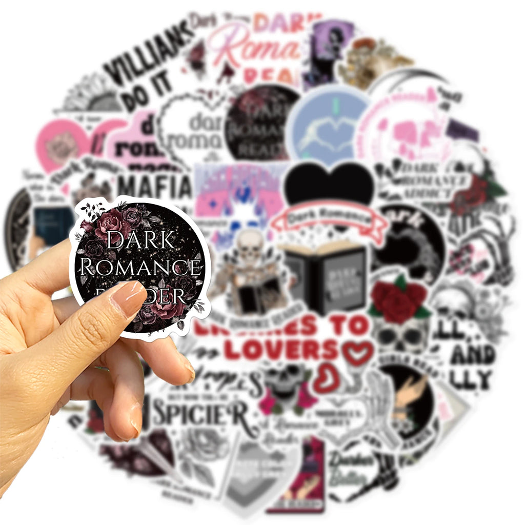 50pcs Dark Romance Reader Stickers For Laptop Luggage Skateboard Scrapbook Notebook Diary Stickers Aesthetic Graffiti Decals