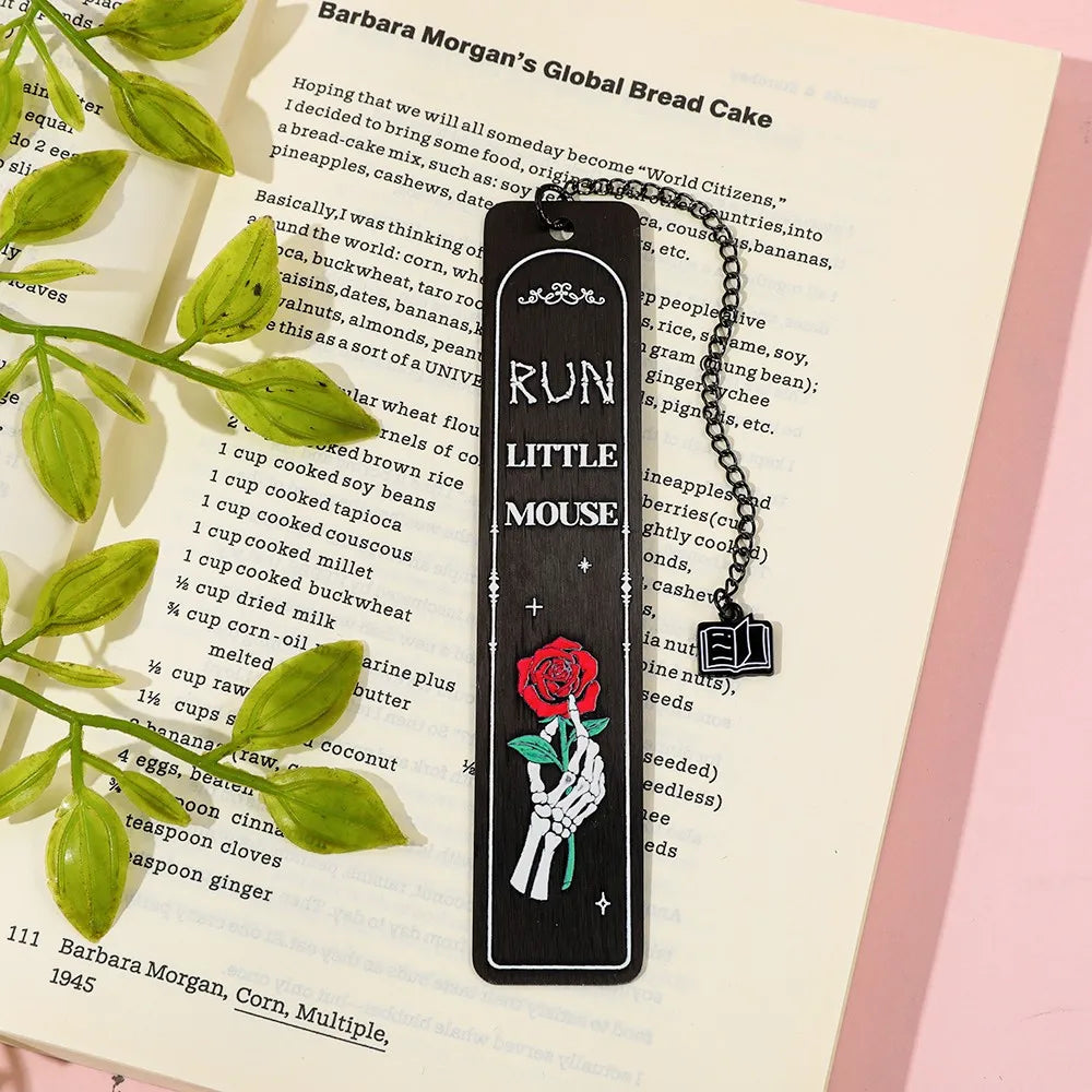 Gothic Skeleton Hand Rose Bookmarks Trigger Warning Metal Page Markers Dark Romance Reading Accessories Book Marks for Thriller