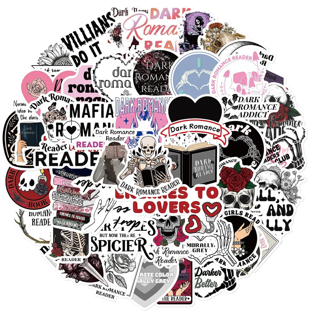50pcs Dark Romance Reader Stickers For Laptop Luggage Skateboard Scrapbook Notebook Diary Stickers Aesthetic Graffiti Decals