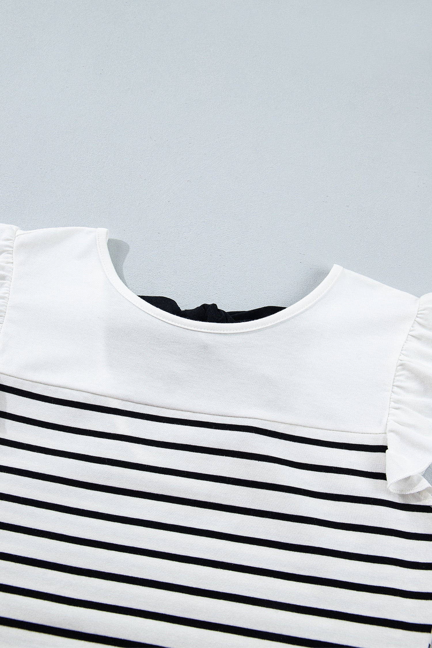 White Stripe Contrast Knot Back Ruffle Trim Tank Top