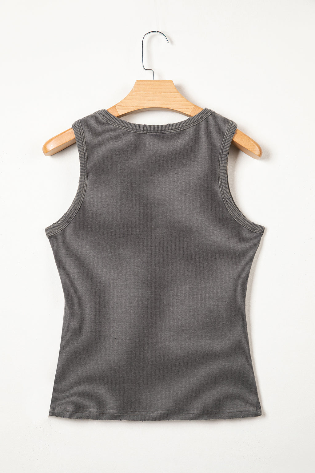 Bright Pink Vintage Distressed Ribbed Mineral Wash Tank Top