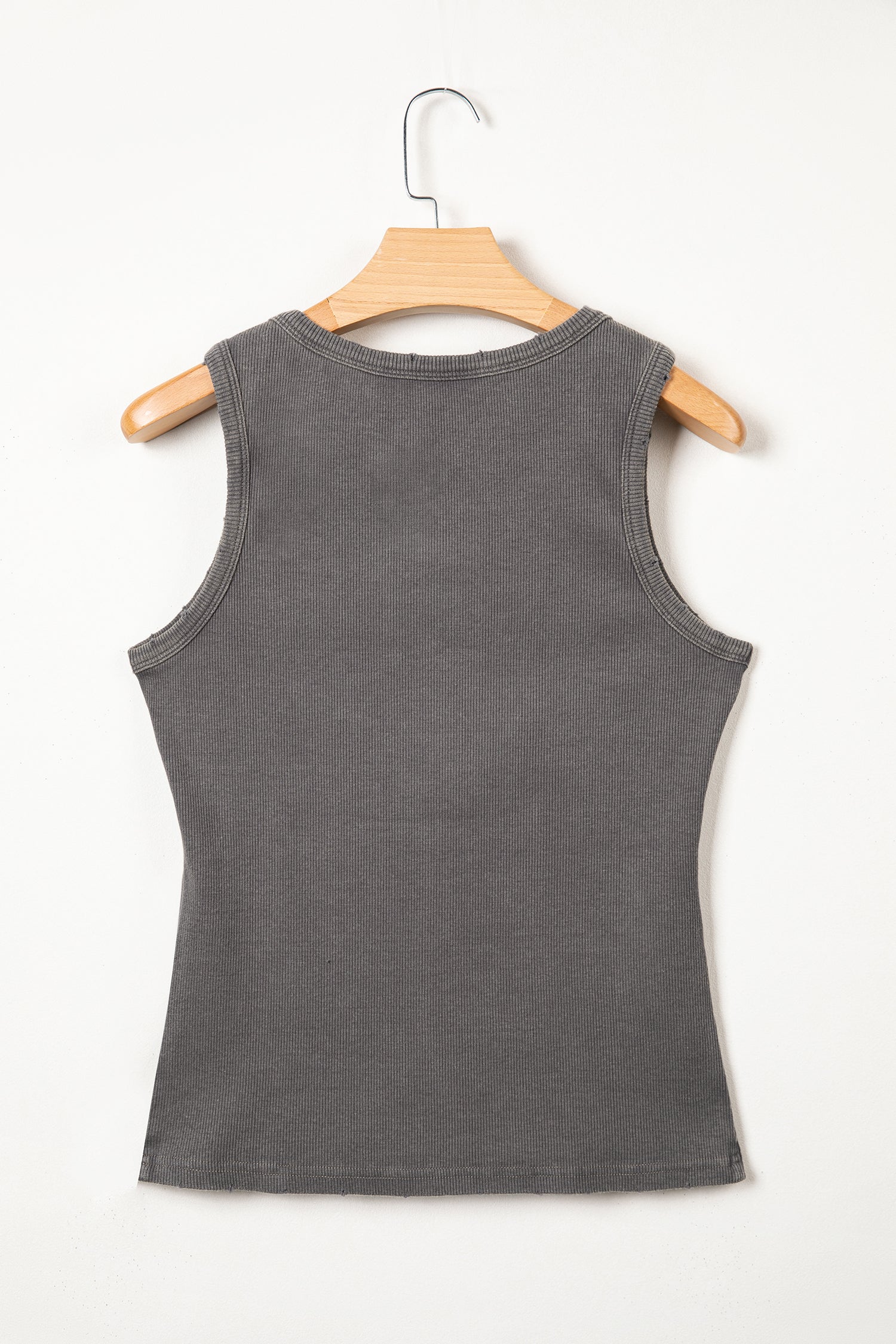 Bright Pink Vintage Distressed Ribbed Mineral Wash Tank Top