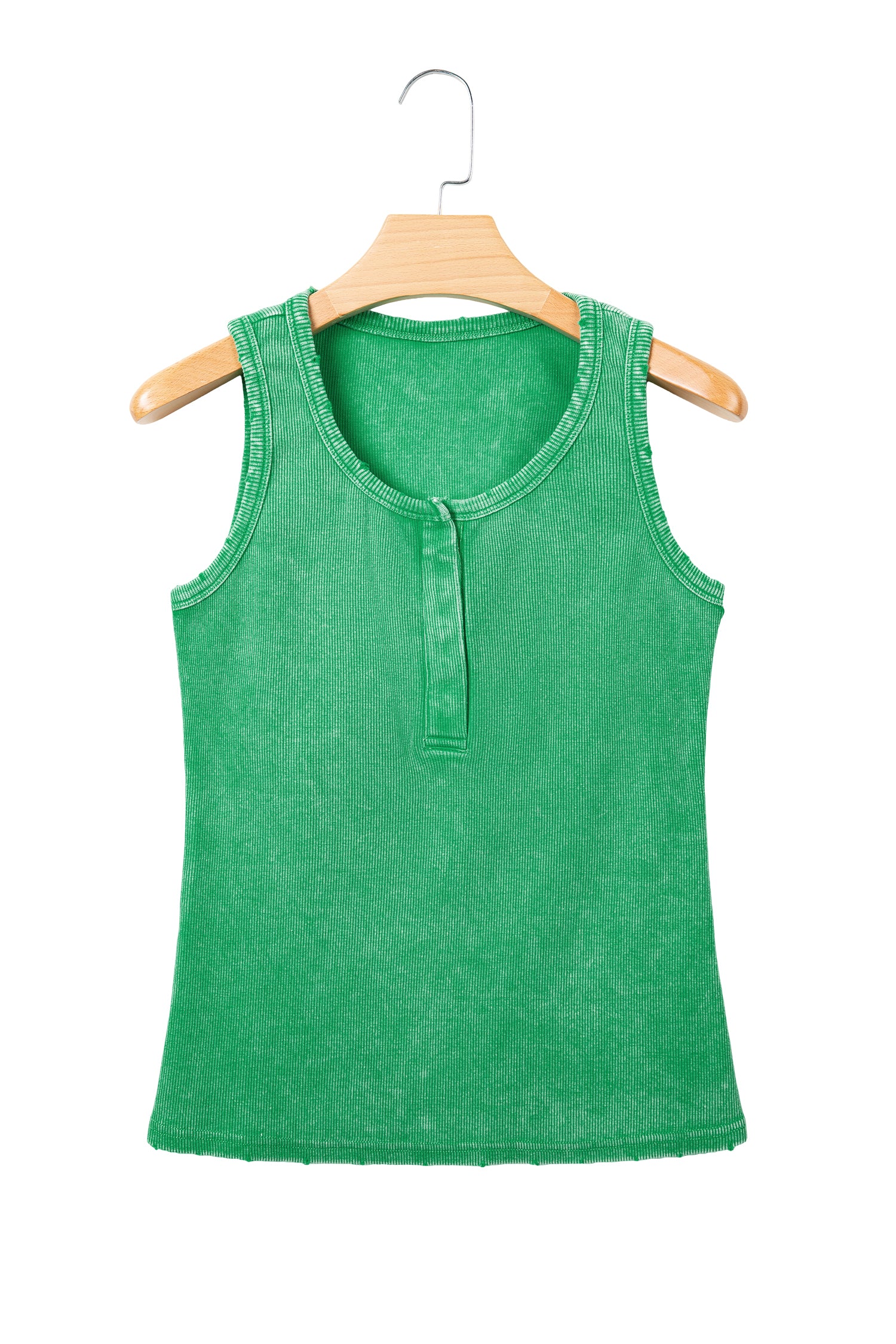 Bright Pink Vintage Distressed Ribbed Mineral Wash Tank Top