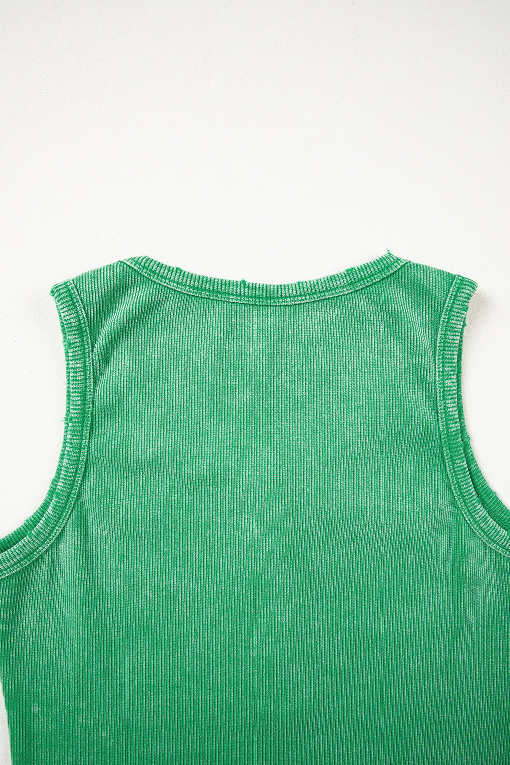 Bright Pink Vintage Distressed Ribbed Mineral Wash Tank Top